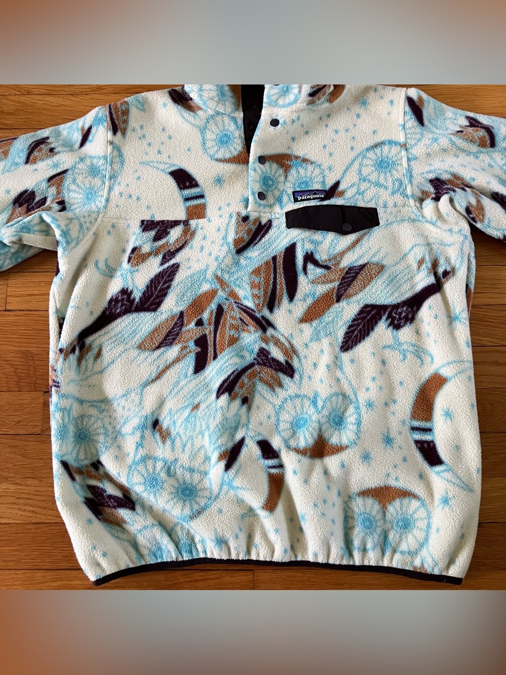 Patagonia Harvest Moon Owl Lightweight Synchilla Snap-T Pullover Fleece XL - Picture 3 of 9